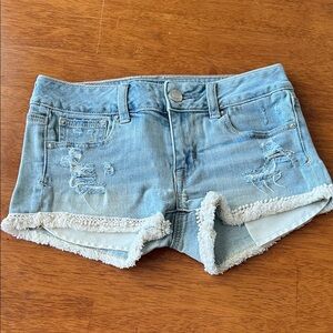 American Eagle Light Blue Distressed Jean Shorts